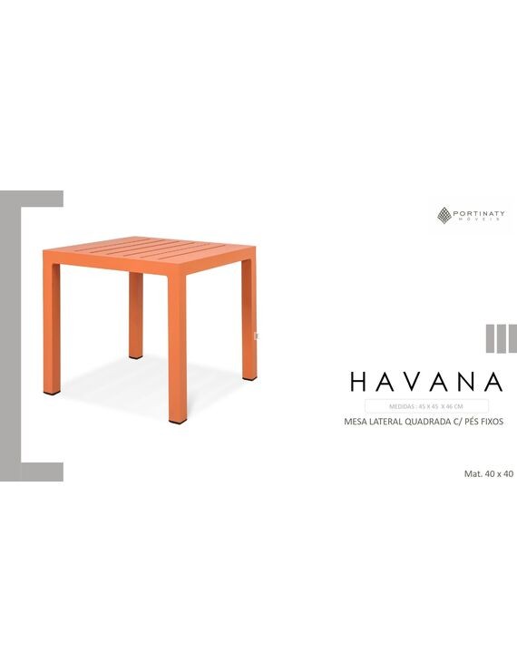 Mesa Lateral Quadrada C/ Pés Fixo  (Mat. 40 x 40)