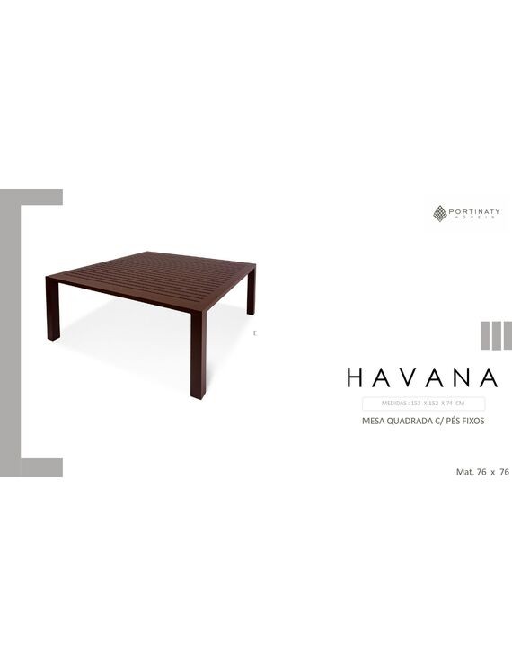 Mesa Quadrada C/ Pés Fixo  (Mat. 76 x 76)