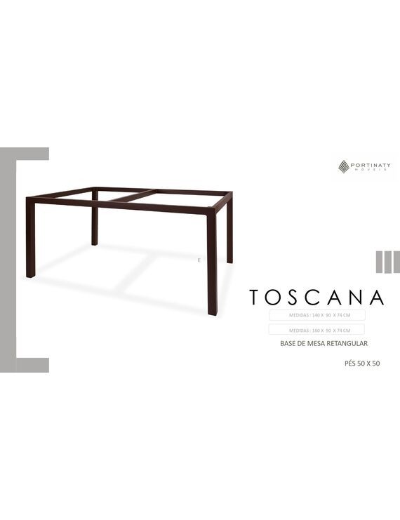 Base De Mesa Retângular -Toscana Pés 50 x 50