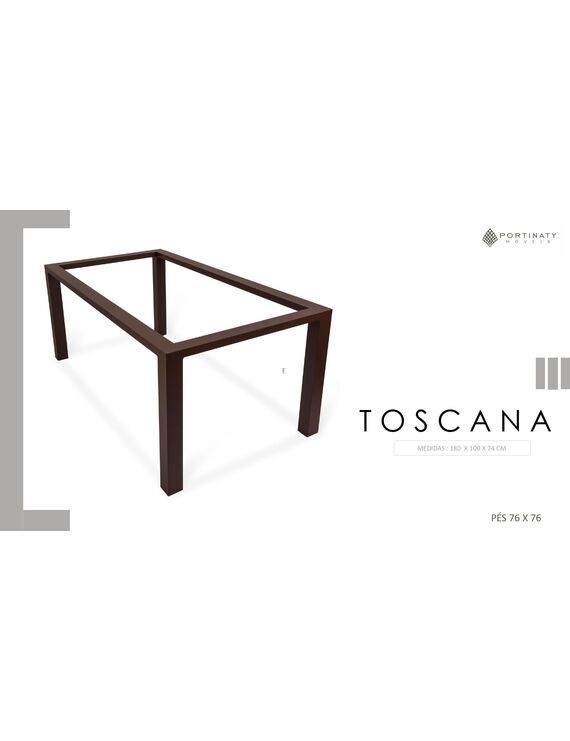 Base De Mesa Retângular Toscana - Pés 76 x 76