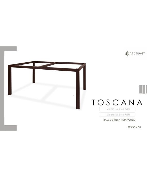 Base De Mesa Retângular Toscana - Pés 50 x 50