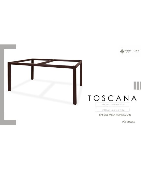 Base De Mesa Retângular Toscana - Pés 50 x 50