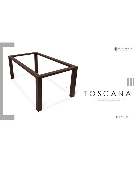 Base De Mesa Retângular Toscana - Pés 76 x 76